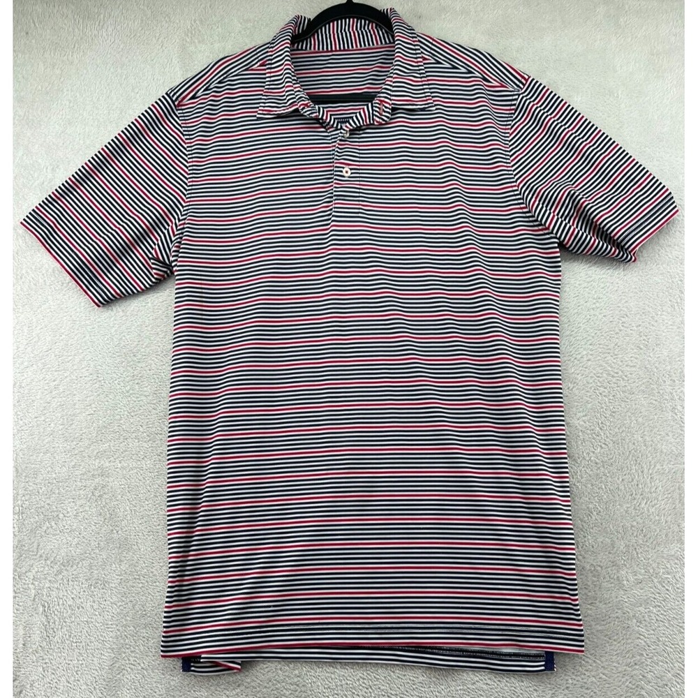 Southern Proper Polo Shirt Mens XL Red Black White Striped Short Slv Performance